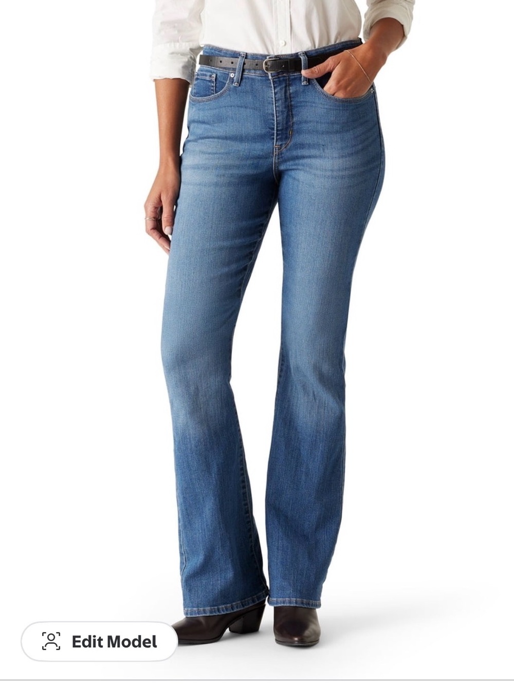 Levi's Signature Ladies Mid Rise Bootcut Blue Jeans 18 - Picture 2 of 8